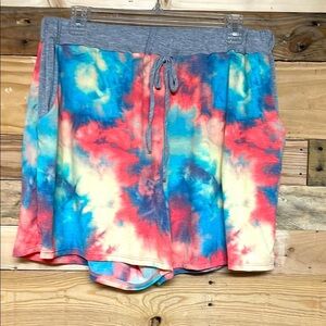 EGS size XL Gray Elastic Waistband Colorful Tie-Dye Lightweight 4” Shorts